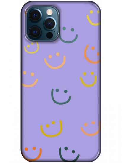 iPhone 12 Pro Emoji Gülen Yüz Lila Telefon Kılıfı