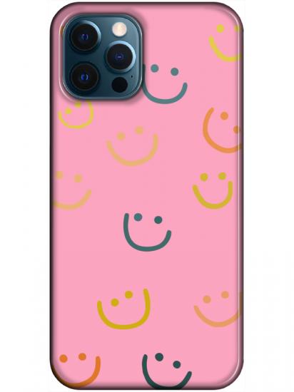 iPhone 12 Pro Emoji Gülen Yüz Pembe Telefon Kılıfı