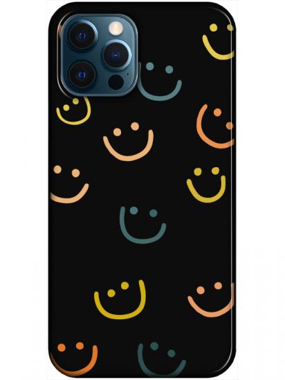 iPhone 12 Pro Emoji Gülen Yüz Siyah Telefon Kılıfı