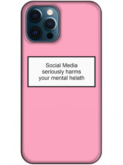 iPhone 12 Pro Social Media Pembe Telefon Kılıfı