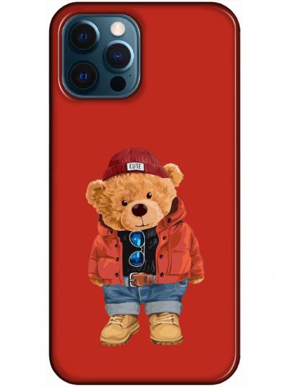 iPhone 12 Pro Max Teddy Bear Kırmızı Telefon Kılıfı