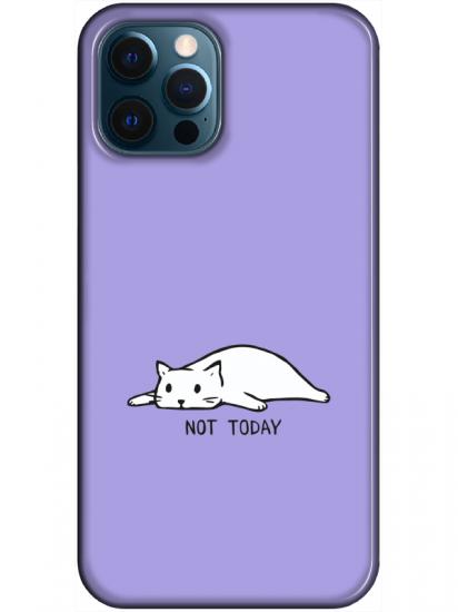 iPhone 12 Pro Max Not Today Kedi Lila Telefon Kılıfı