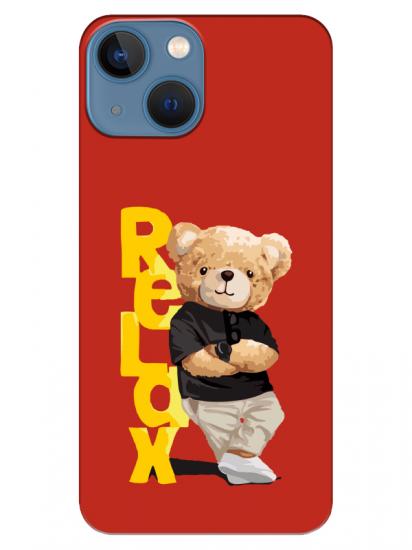 iPhone 13 Teddy Bear Relax Kırmızı Telefon Kılıfı