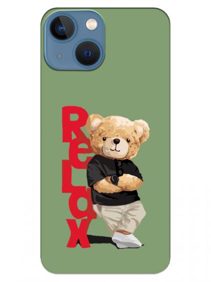 iPhone 13 Teddy Bear Relax Yeşil Telefon Kılıfı