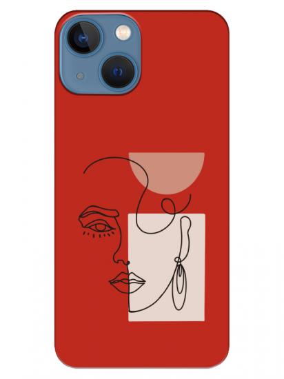 iPhone 13 Women Art Kırmızı Telefon Kılıfı