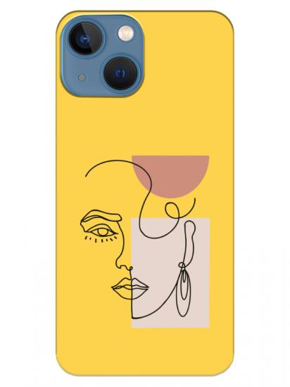 iPhone 13 Women Art Sarı Telefon Kılıfı