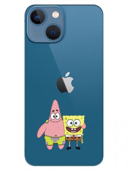 iPhone 13 mini Sünger Bob Ve Patrickstar Şeffaf Telefon Kılıfı