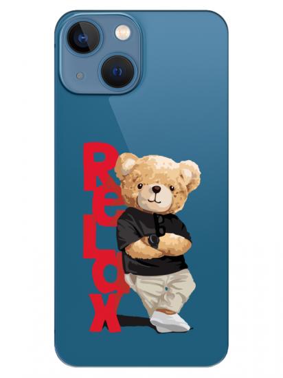 iPhone 13 mini Teddy Bear Relax Şeffaf Telefon Kılıfı