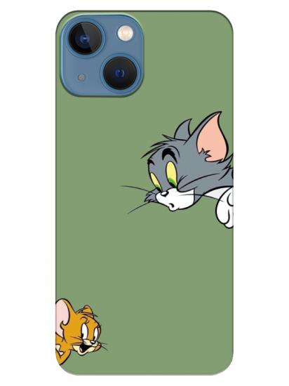 iPhone 13 mini Tom And Jerry Yeşil Telefon Kılıfı