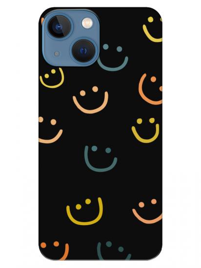 iPhone 13 mini Emoji Gülen Yüz Siyah Telefon Kılıfı