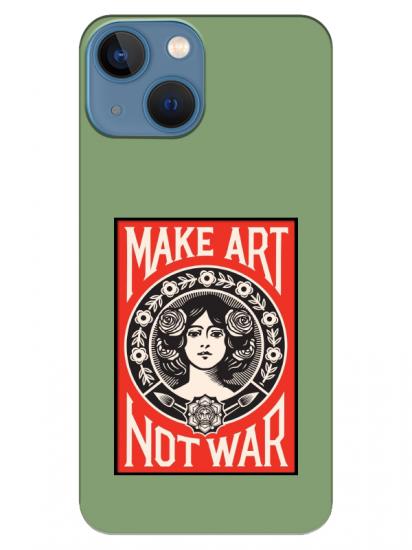 iPhone 13 mini Make Art Not War Yeşil Telefon Kılıfı