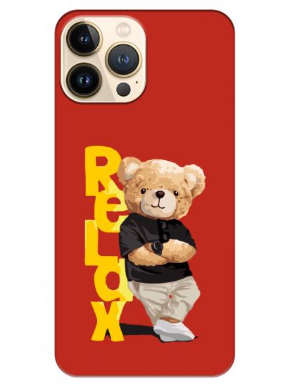 iPhone 13 Pro Teddy Bear Relax Kırmızı Telefon Kılıfı