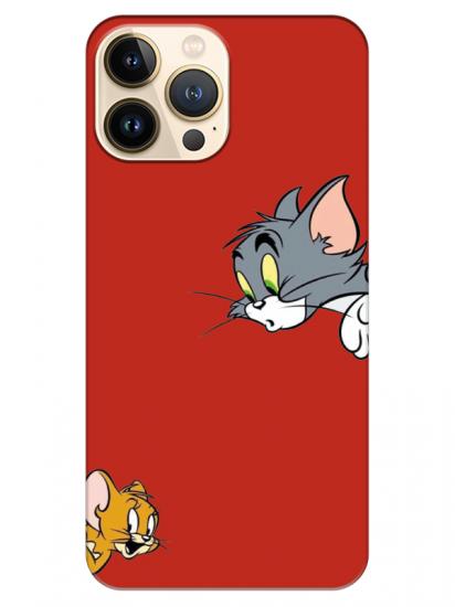 iPhone 13 Pro Tom And Jerry Kırmızı Telefon Kılıfı