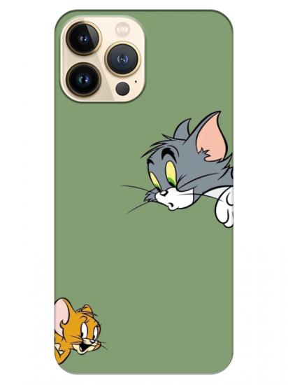 iPhone 13 Pro Tom And Jerry Yeşil Telefon Kılıfı