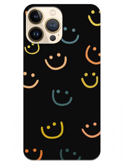 iPhone 13 Pro Emoji Gülen Yüz Siyah Telefon Kılıfı