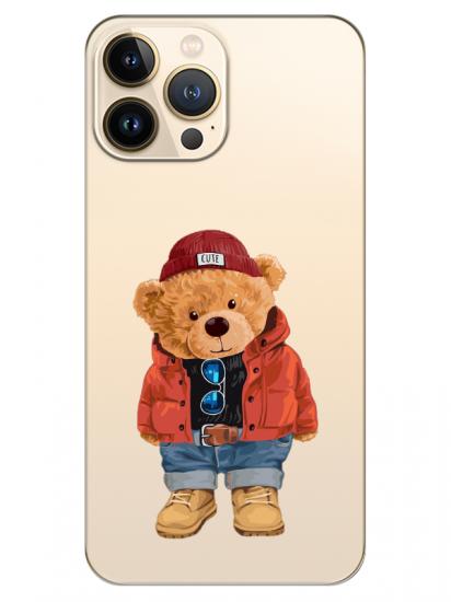 iPhone 13 Pro Max Teddy Bear Şeffaf Telefon Kılıfı