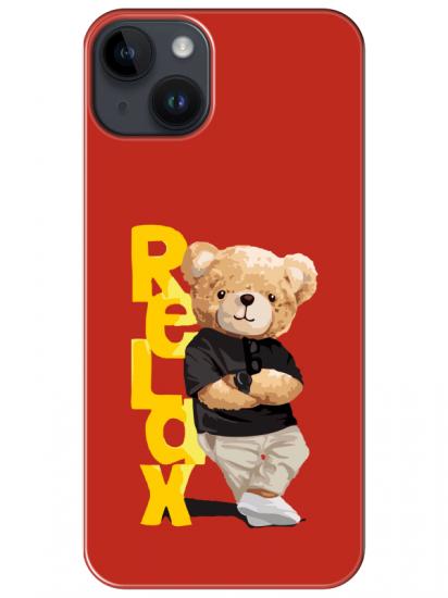 iPhone 14 Teddy Bear Relax Kırmızı Telefon Kılıfı