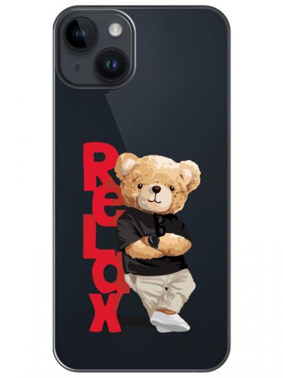 iPhone 14 Teddy Bear Relax Şeffaf Telefon Kılıfı