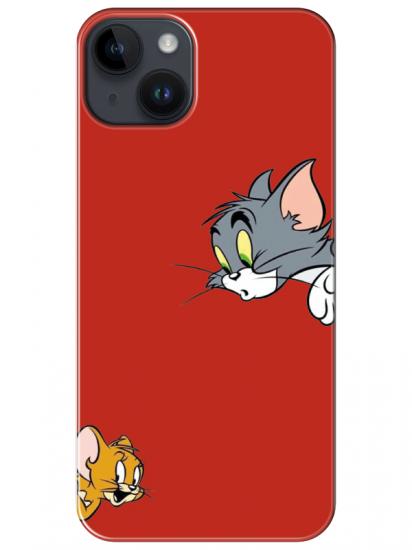 iPhone 14 Tom And Jerry Kırmızı Telefon Kılıfı