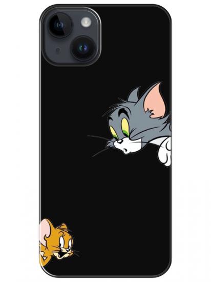 iPhone 14 Tom And Jerry Siyah Telefon Kılıfı