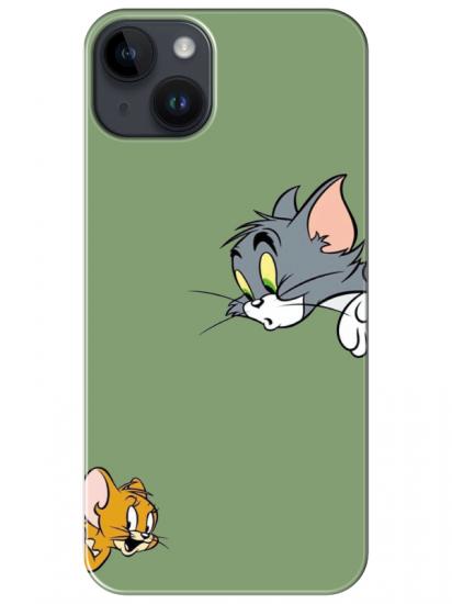 iPhone 14 Tom And Jerry Yeşil Telefon Kılıfı