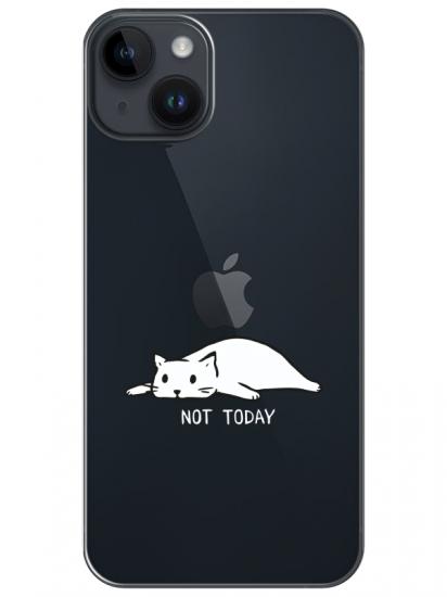 iPhone 14 Not Today Kedi Şeffaf Telefon Kılıfı