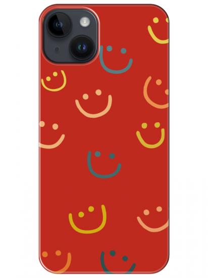 iPhone 14 Emoji Gülen Yüz Kırmızı Telefon Kılıfı