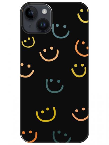 iPhone 14 Emoji Gülen Yüz Siyah Telefon Kılıfı