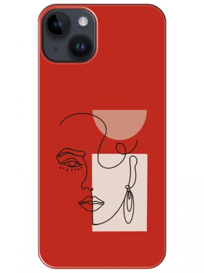 iPhone 14 Women Art Kırmızı Telefon Kılıfı