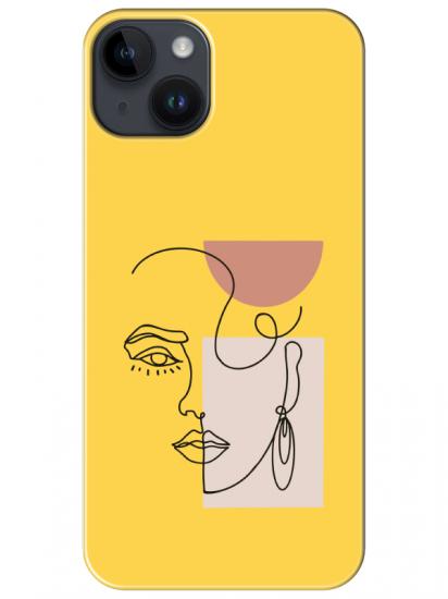 iPhone 14 Women Art Sarı Telefon Kılıfı