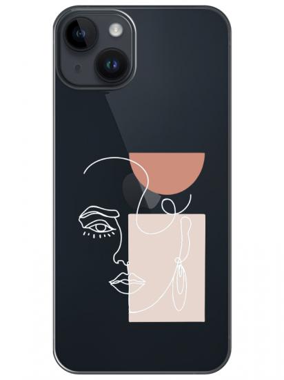 iPhone 14 Women Art Şeffaf Telefon Kılıfı