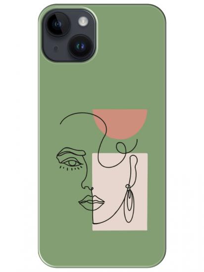 iPhone 14 Women Art Yeşil Telefon Kılıfı