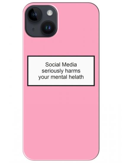 iPhone 14 Social Media Pembe Telefon Kılıfı