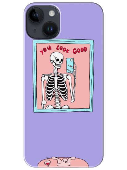 iPhone 14 You Look Good İskelet Lila Telefon Kılıfı