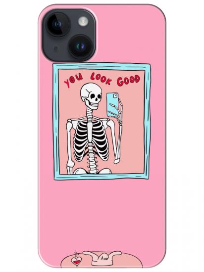 iPhone 14 You Look Good İskelet Pembe Telefon Kılıfı