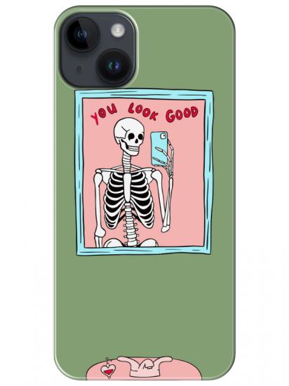 iPhone 14 You Look Good İskelet Yeşil Telefon Kılıfı