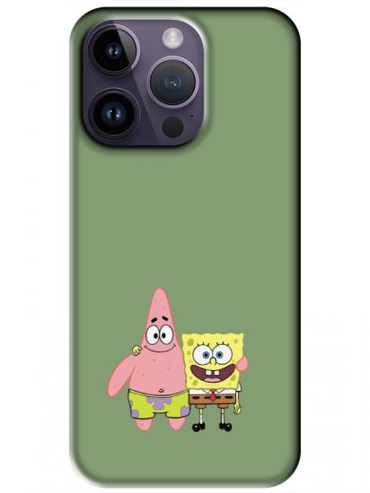 iPhone 14 Pro Sünger Bob Ve Patrickstar Yeşil Telefon Kılıfı