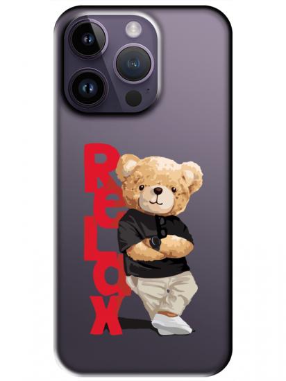 iPhone 14 Pro Teddy Bear Relax Şeffaf Telefon Kılıfı