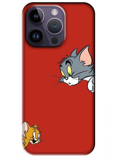 iPhone 14 Pro Tom And Jerry Kırmızı Telefon Kılıfı