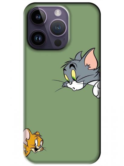 iPhone 14 Pro Tom And Jerry Yeşil Telefon Kılıfı