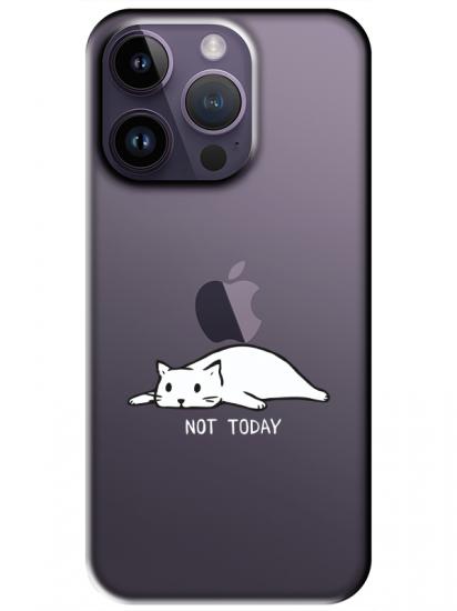 iPhone 14 Pro Not Today Kedi Şeffaf Telefon Kılıfı