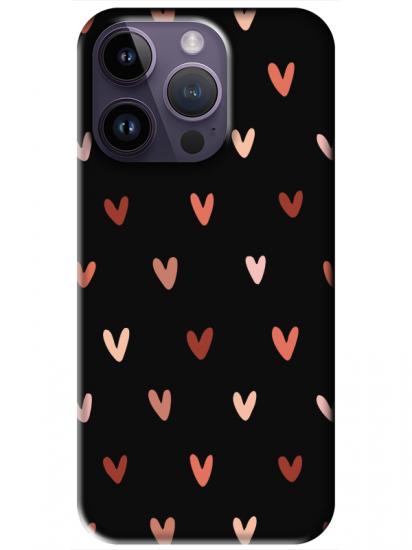 iPhone 14 Pro Kalp Desen Siyah Telefon Kılıfı