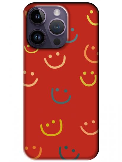 iPhone 14 Pro Emoji Gülen Yüz Kırmızı Telefon Kılıfı