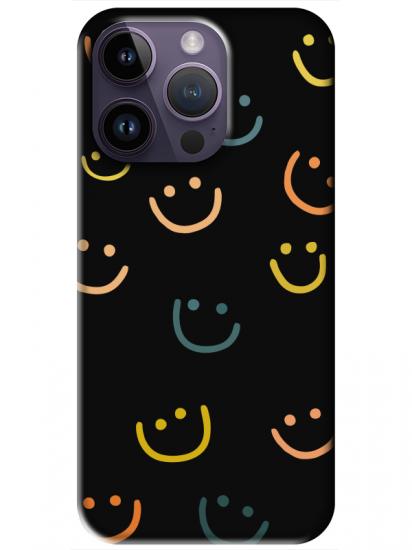 iPhone 14 Pro Emoji Gülen Yüz Siyah Telefon Kılıfı