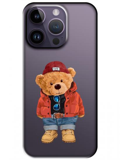 iPhone 14 Pro Max Teddy Bear Şeffaf Telefon Kılıfı