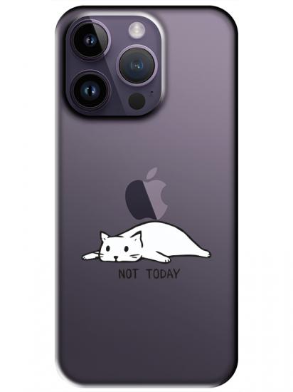 iPhone 14 Pro Max Not Today Kedi Şeffaf Telefon Kılıfı