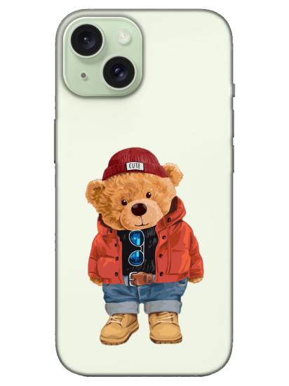 iPhone 15 Plus Teddy Bear Şeffaf Telefon Kılıfı