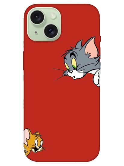 iPhone 15 Plus Tom And Jerry Kırmızı Telefon Kılıfı