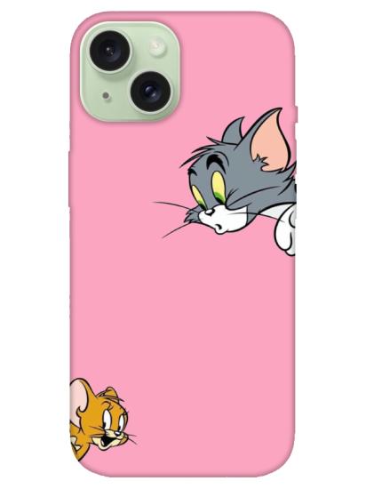 iPhone 15 Tom And Jerry Pembe Telefon Kılıfı