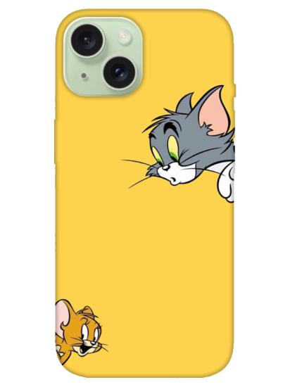 iPhone 15 Tom And Jerry Sarı Telefon Kılıfı